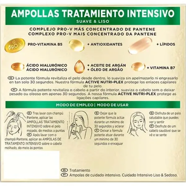 PANTENE Ampollas Liso Extremo 1 Minuto* Hidratantes Faciales